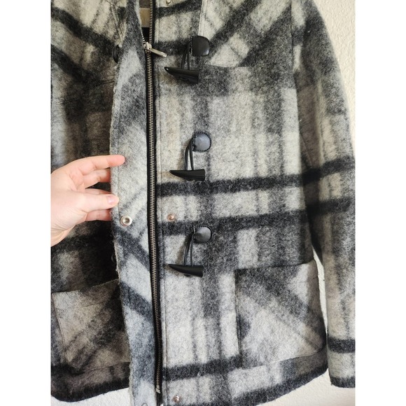 Michael by Michael Kors Paid Wool Blend Hooded Toggle Closure Coat 14 - Picture 5 of 9